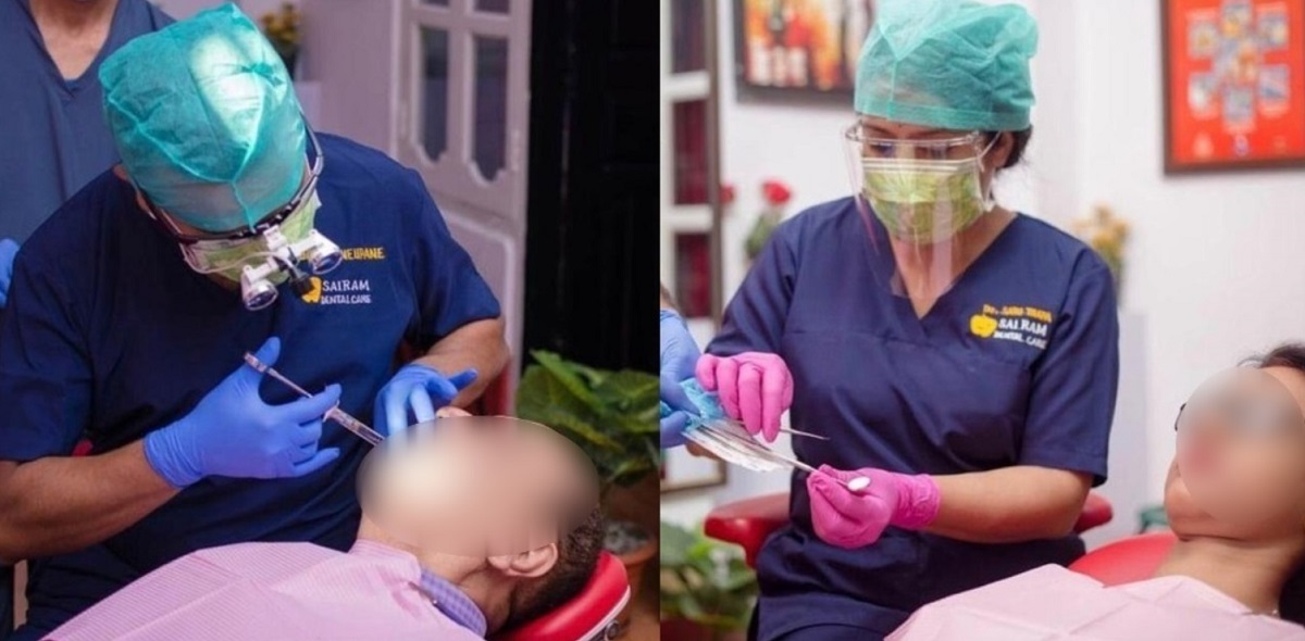 डा. अजय न्यौपाने र डा. सरू थापा बिरामीको उपचार गर्दै।